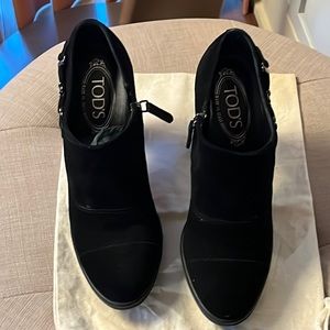 Tod’s Black Suede Platform Shoes